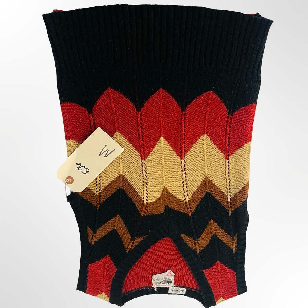 Vintage 1970s Montage V-Neck Chevron Striped Knit Sweater Vest Medium