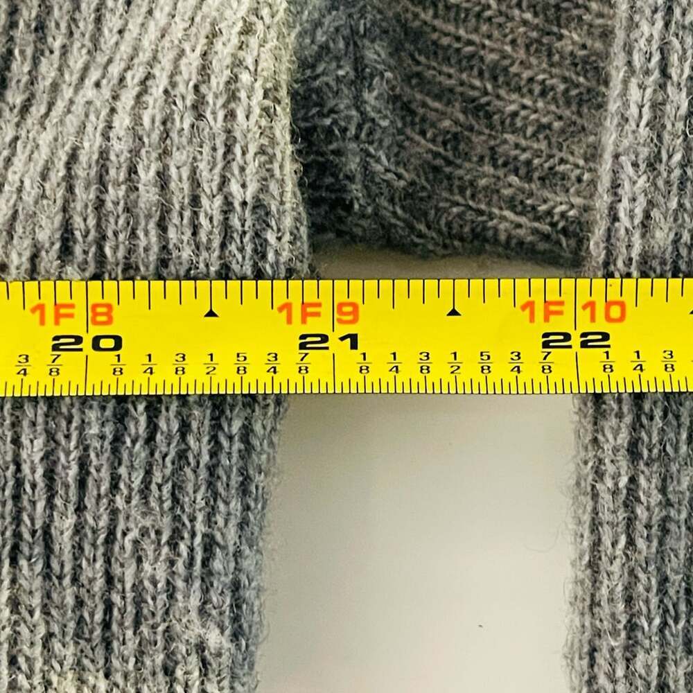 Gray Ribbed Half-Zip Sweater with Contrast Red Trim Lapel Collar