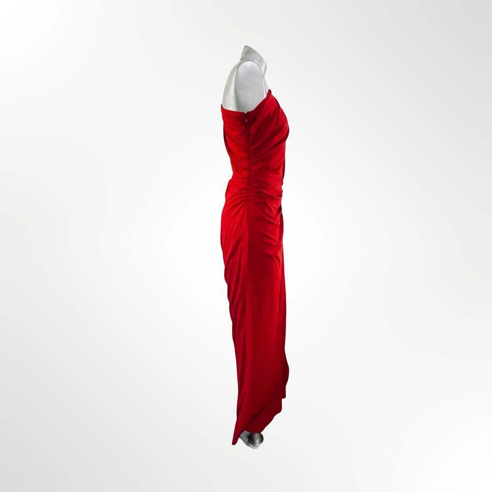 Tadashi Shoji One-Shoulder Ruched Draped Evening Gown