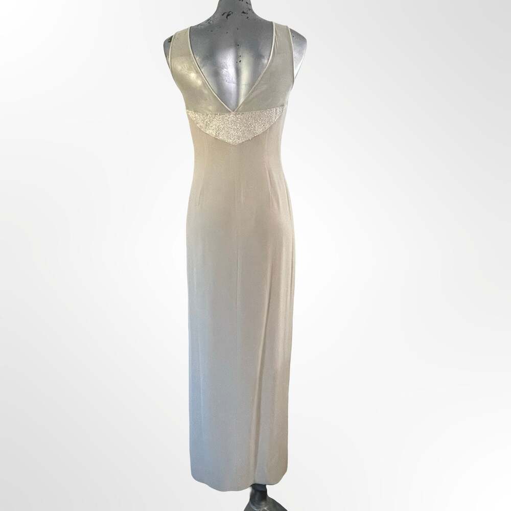 Black Tie by Oleg Cassini Sleeveless Embellished Illusion Neckline Maxi Dress