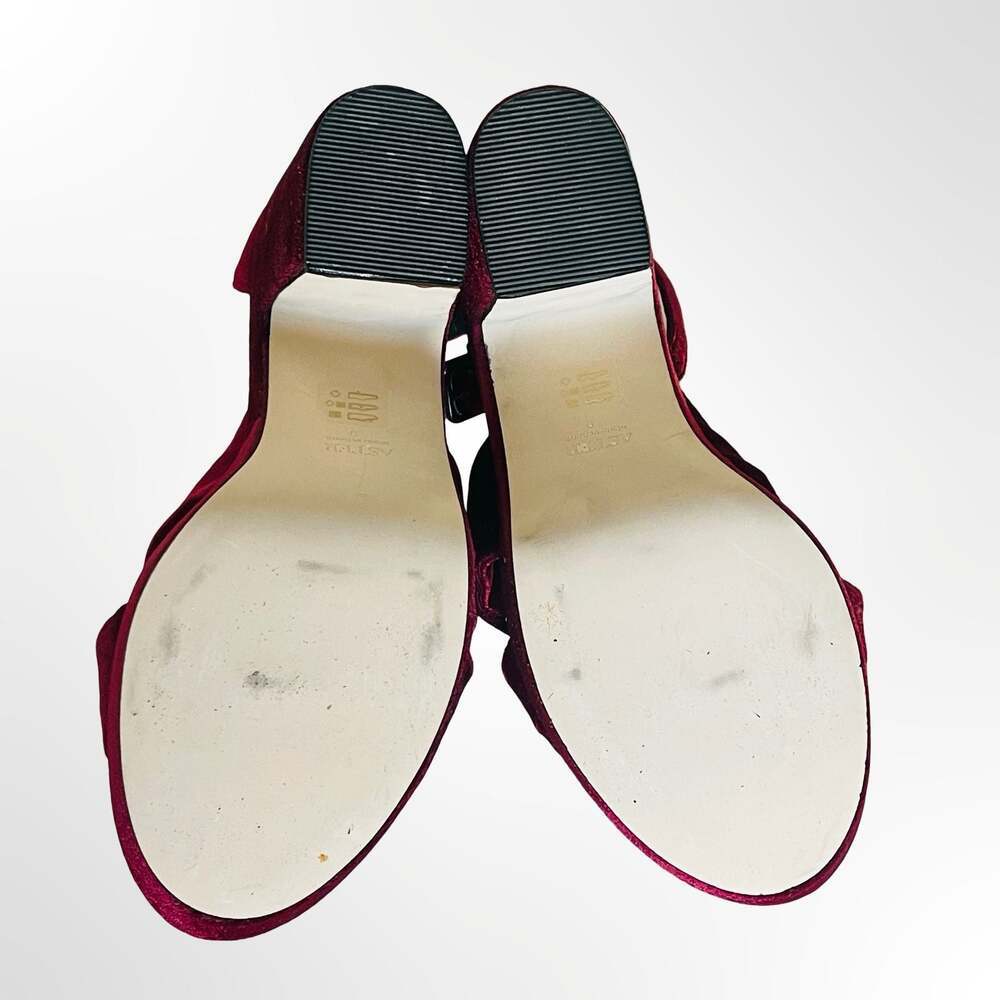 Aster Red Velvet Bow Platform Heeled Sandals