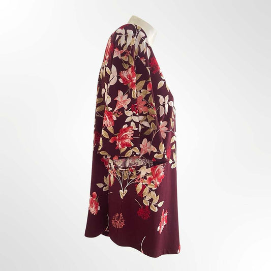 Charter Club Womens L Red Combo Printed Blouse Top