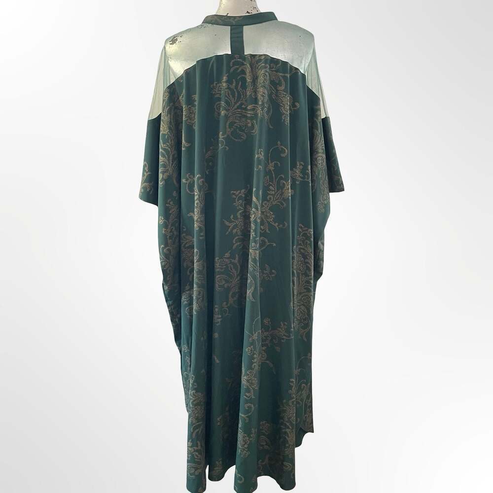SHEIN Floral Print Chiffon Open Front Kimono with Mesh Panel Detail