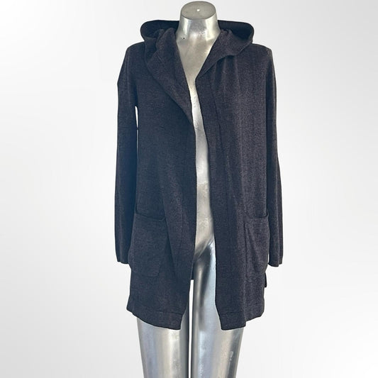 Barefoot Dreams Black Hooded Cardigan with in XS