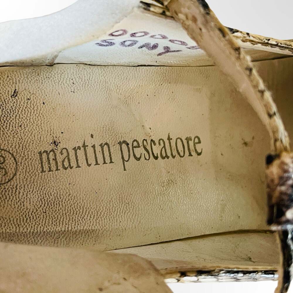 Martin Pescatore Snakeskin Print T-Strap Platform Mary Jane Heels