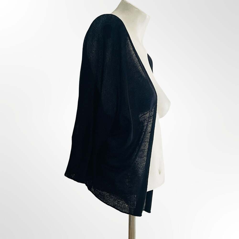 Black Open Front 3/4 Sleeve Knit Cardigan Shrug Size M