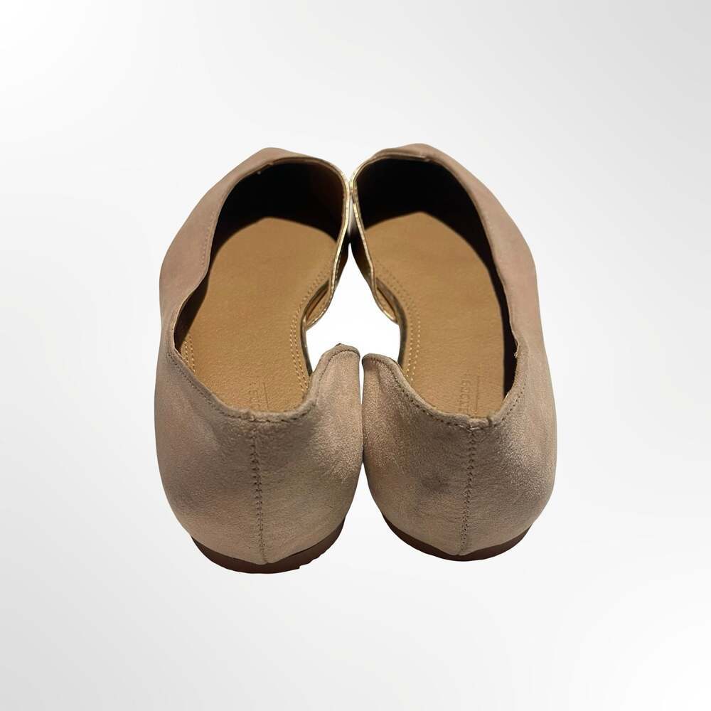ASOS Shoes Beige Suede and Gold Pointed Toe D'Orsay Flats