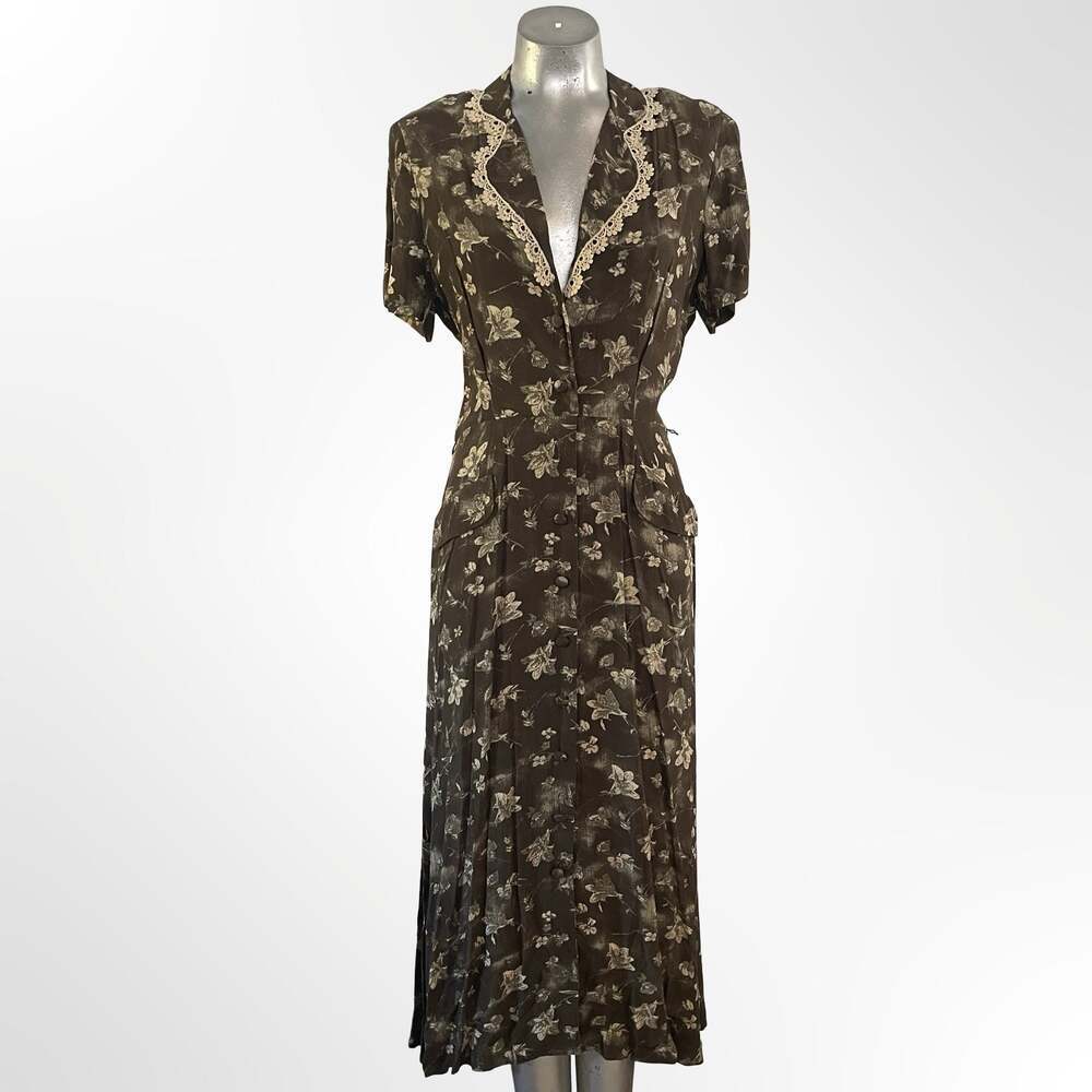 1950's Vintage Floral Fall House Dress - ,