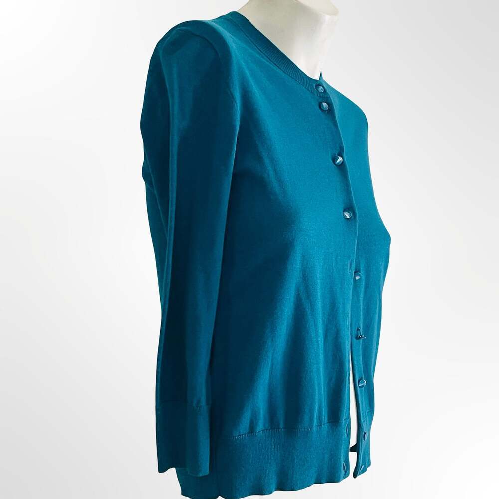 J.Crew Women's Teal Blue Button Down Crew Neck Cardigan Sweater Size S