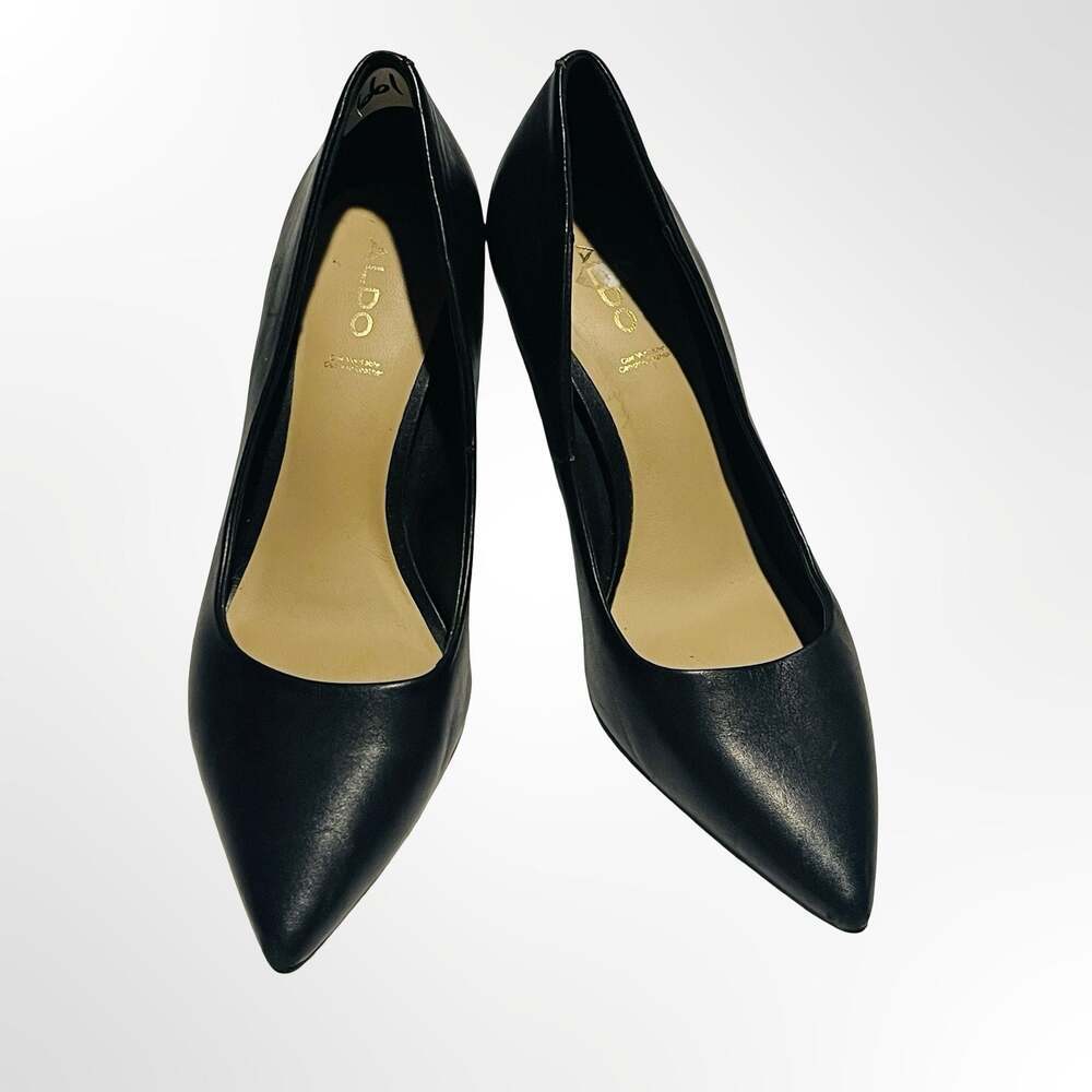 ALDO Black Leather Pointed-Toe Stiletto Pumps