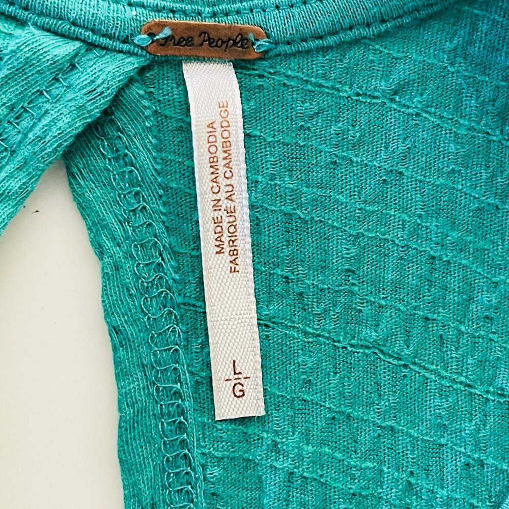 Free People Right on Time Green Sleeveless Tiered Tunic Tank Top Size L