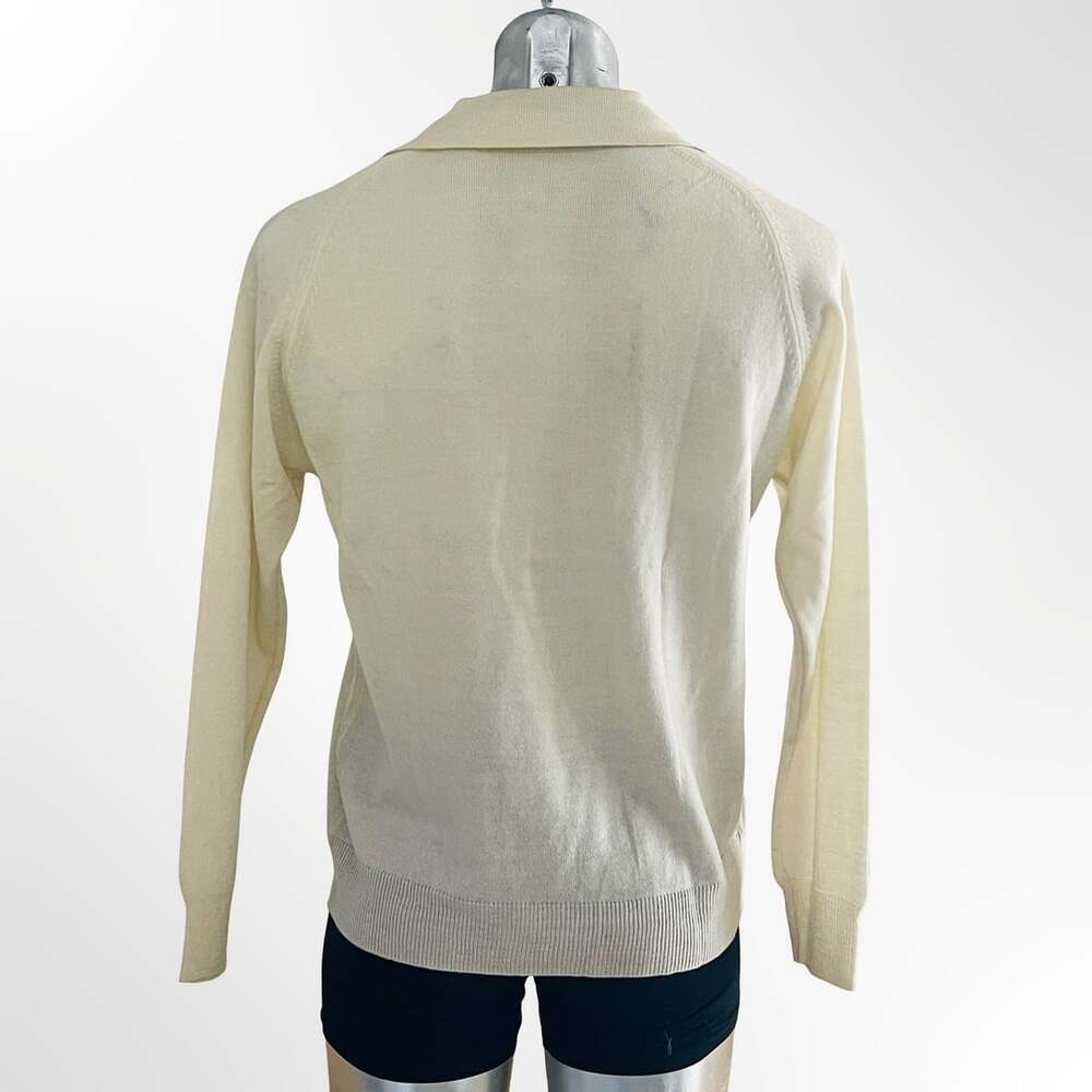 Vintage Raffini Linea Uomo Cream V-Neck Sweater w Art Deco Graphic