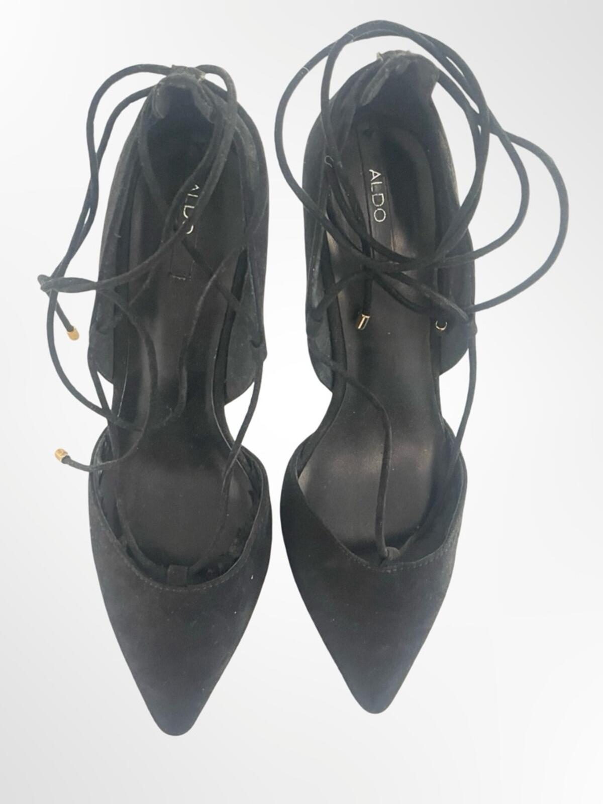 ALDO Black Pointed-Toe Lace-Up Heels in size 8