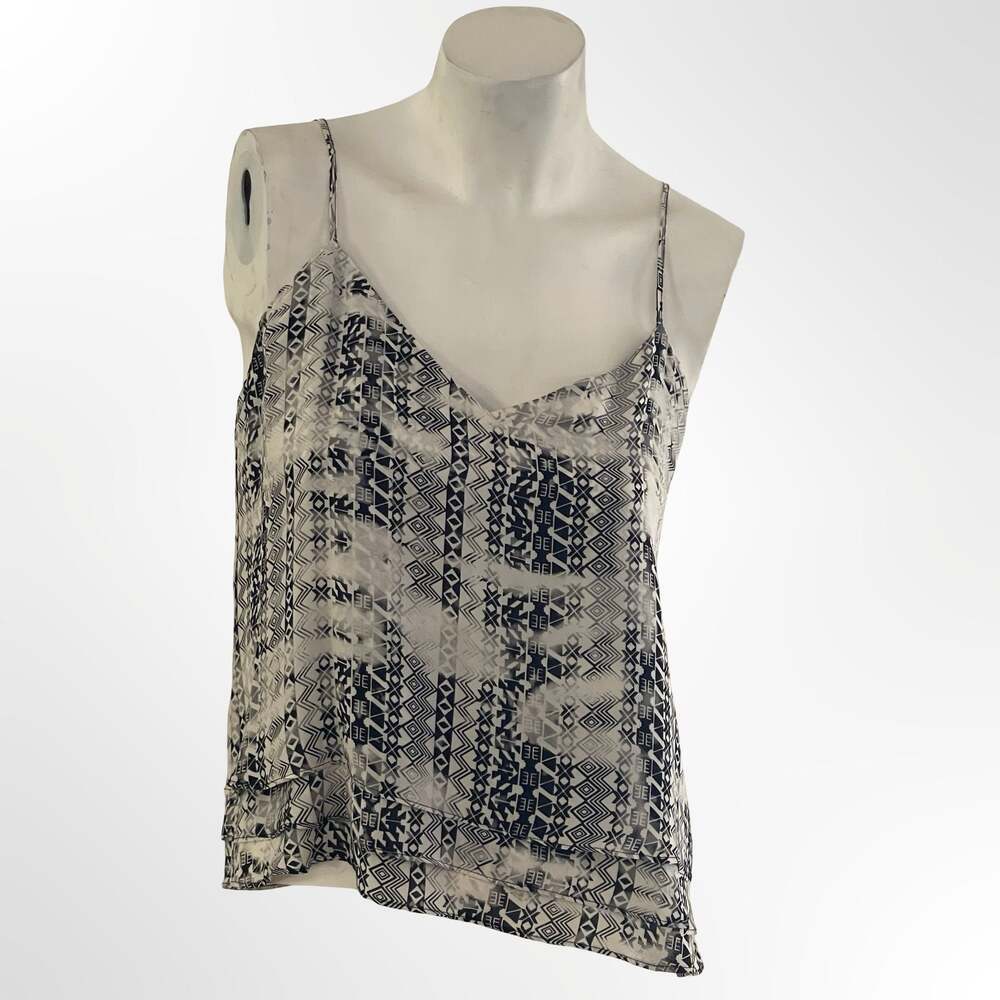 Parker 100% Silk Geometric Aztec Print Tiered Cami Top