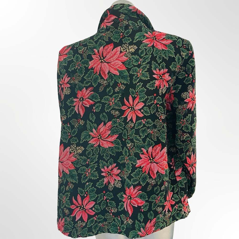 Tudor Court by Haband Poinsettia Tapestry Button-Down Jacket