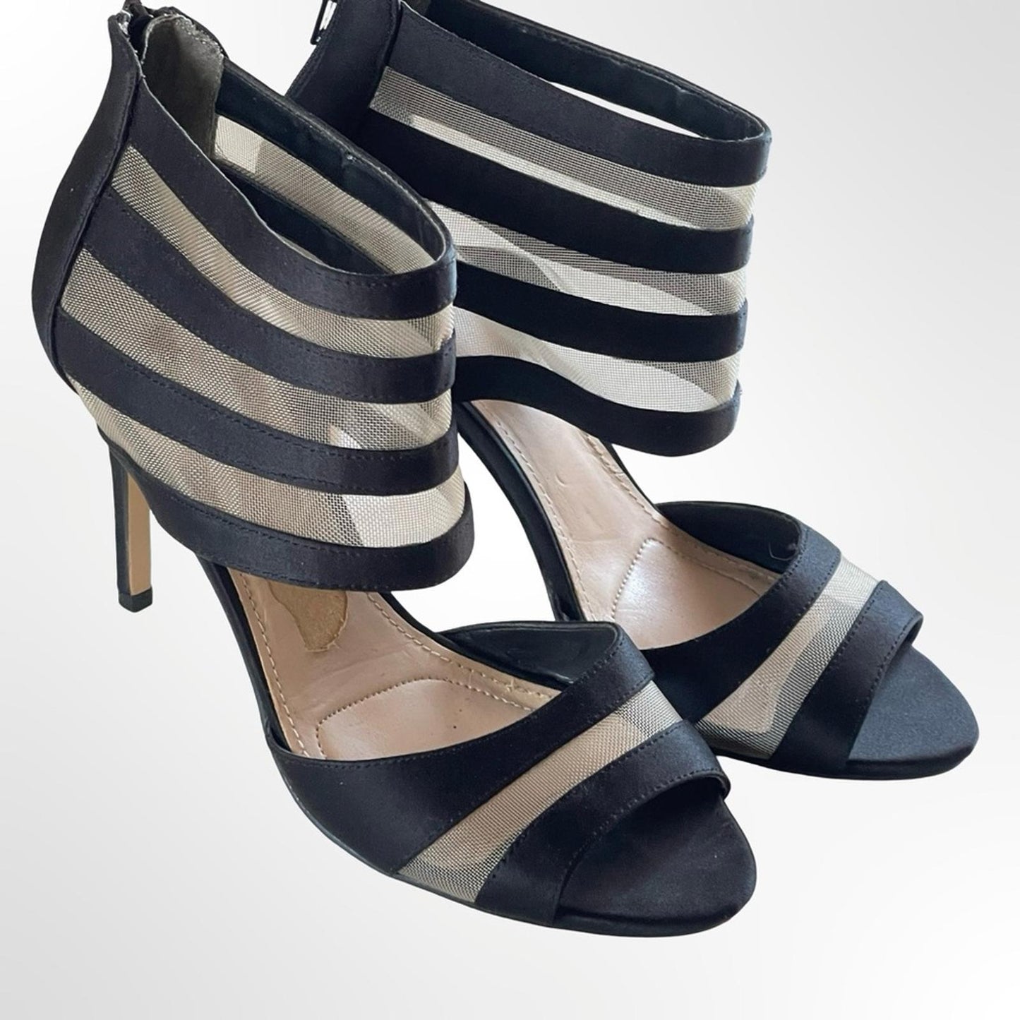 I Miller Black Mesh Strappy High Heel Sandals in size 6.5