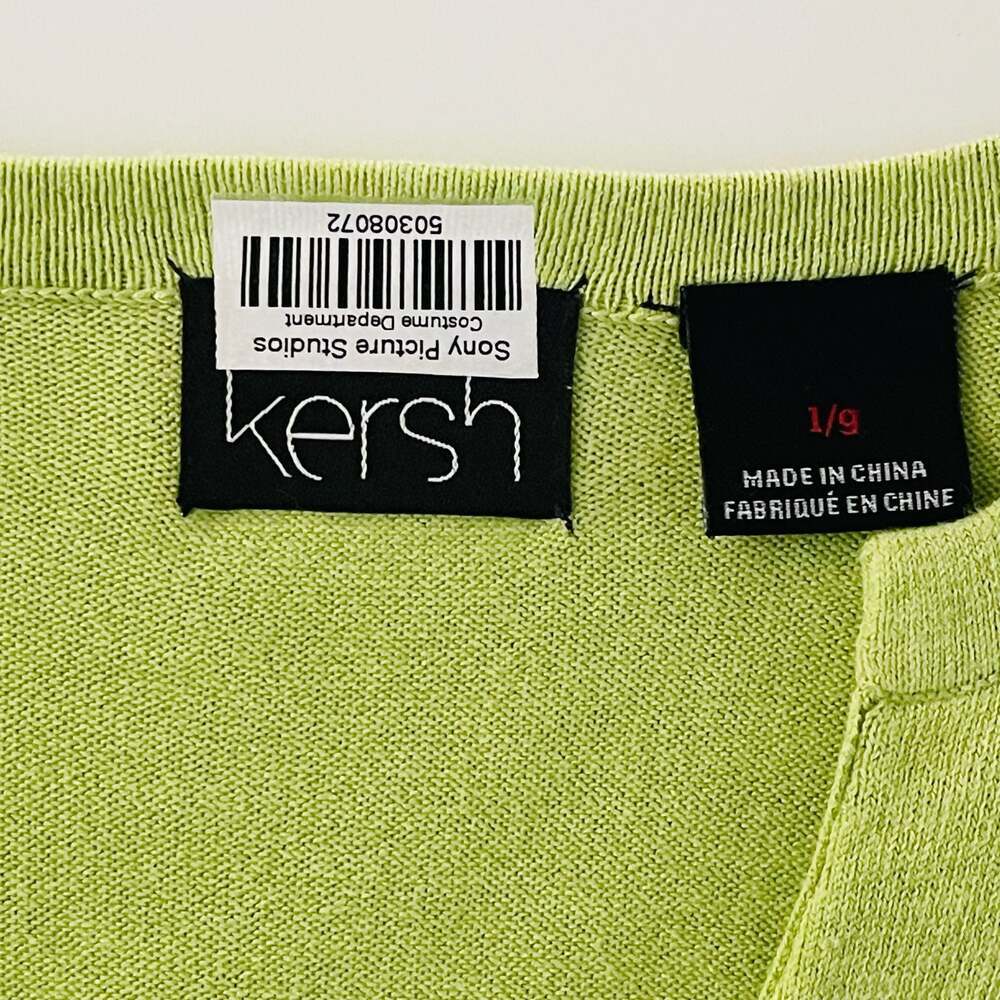 Kersh Lime Green V-Neck Button-Up Knit Cardigan Sweater Size L