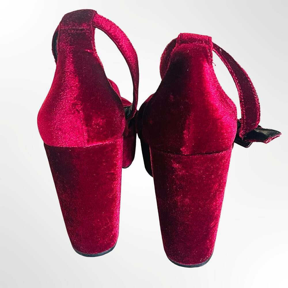 Aster Red Velvet Bow Platform Heeled Sandals