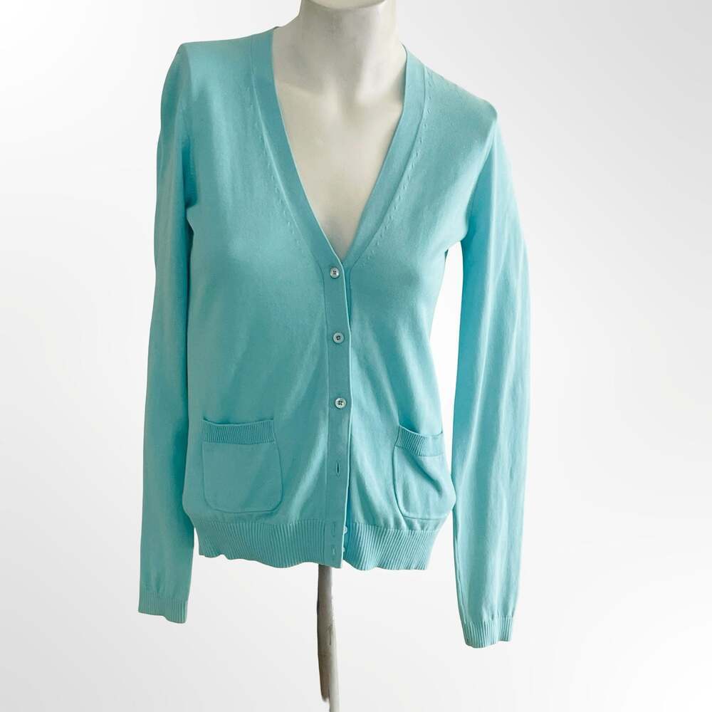 J. Crew Light Blue Cotton V-Neck Button-Front Cardigan Sweater XS