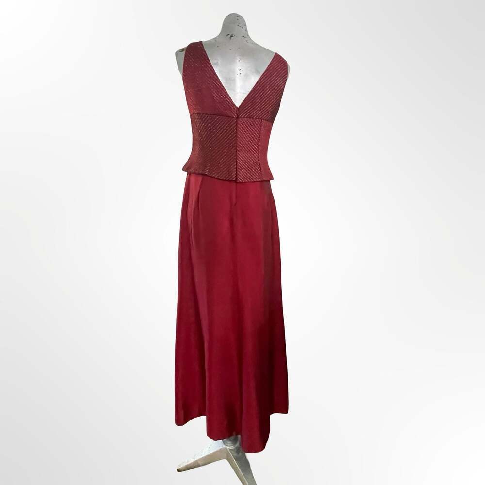 JS Collections Red Beaded V-Neck Sleeveless Maxi Dress