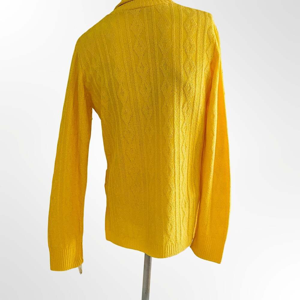 Vintage Yellow Cable Knit Button Cardigan Sweater with Pockets