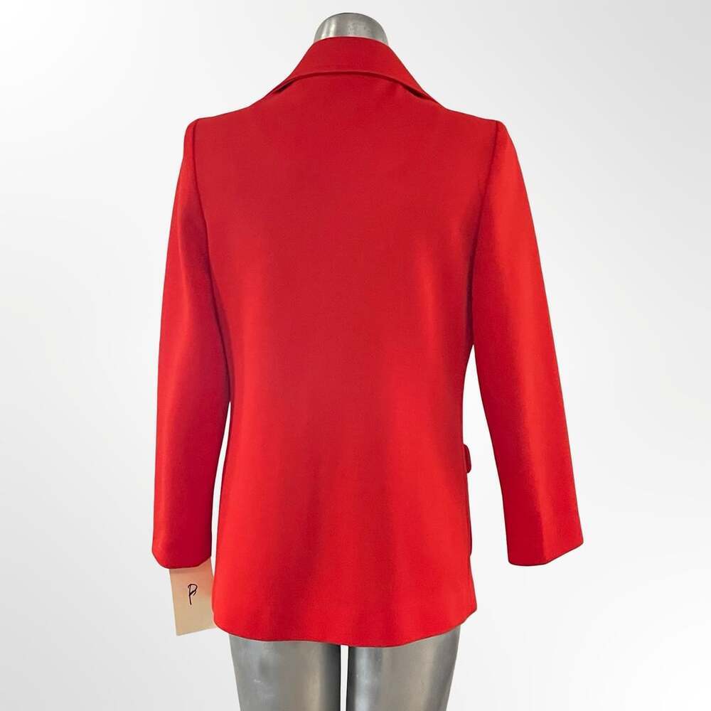 Vintage 1970s Bodin Knits Red Knit Jacket Blazer Gold Buttons