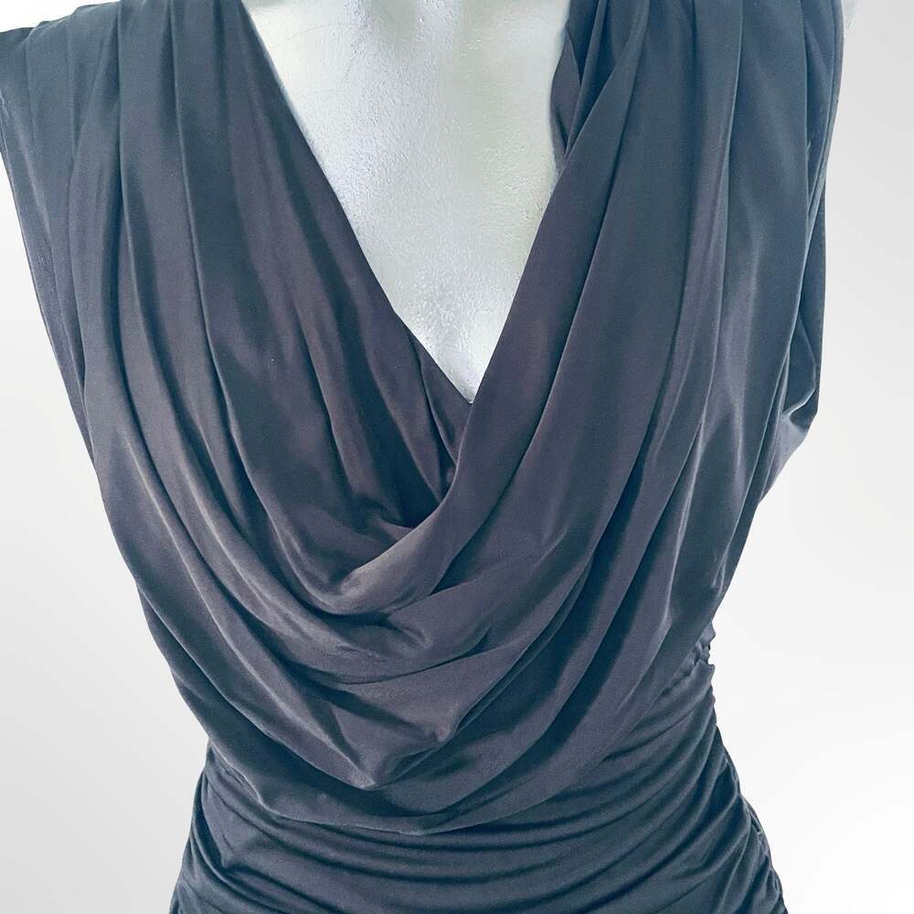 Black Halo Maxinne Jersey Ruched Cowl Neck Mini Dress