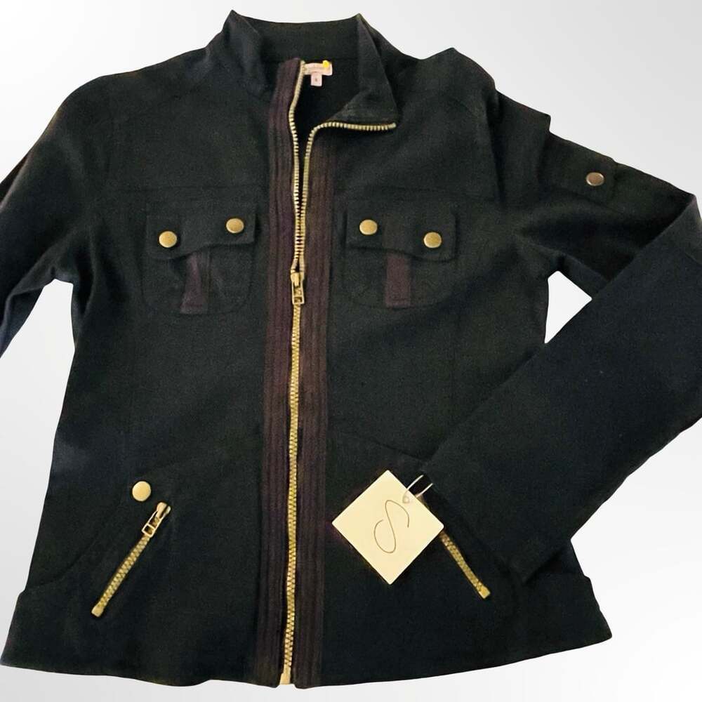 Seshimi Navy Blue Utility Field Jacket with Gold Hardware Size S