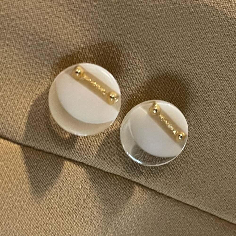 Tan Brown Two-Button Fitted Blazer with Crystal Buttons
