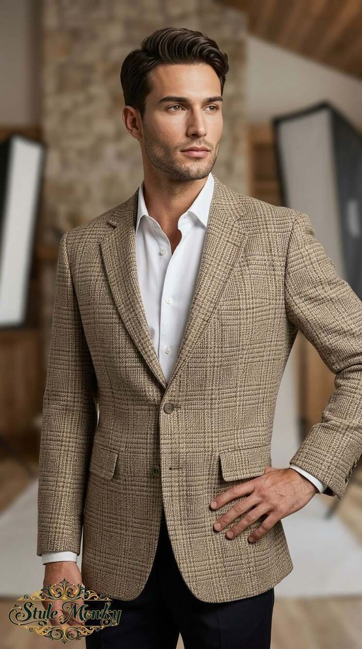 May Co Men's Store Brown Glen Plaid Sport Coat Size 38R