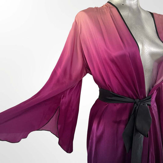 Fleur du Mal Long Angel Sleeve Ombre Silk Robe