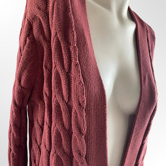 St. John's Bay Textured Knit Cardigan in Deep Red in size S