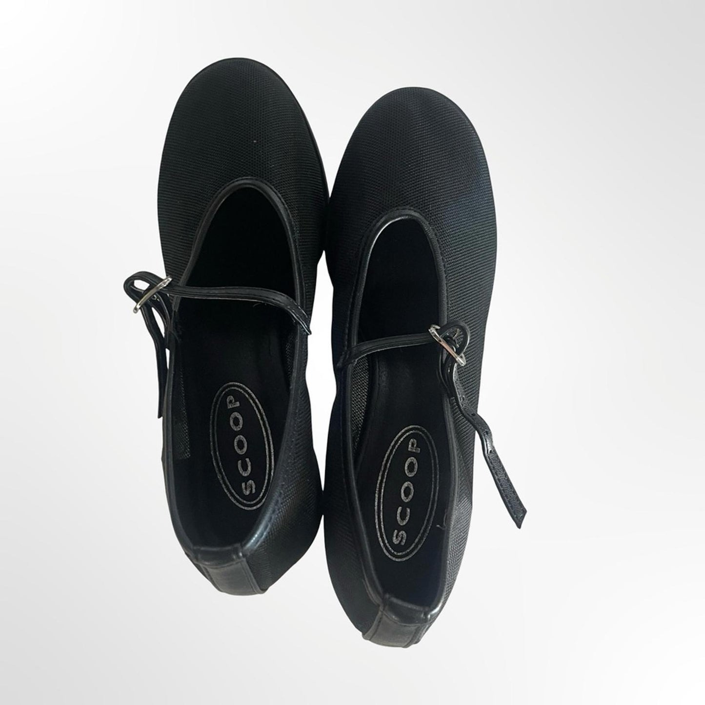 Scoop Black Mary Jane Block Heel Pumps with Adjustable Strap