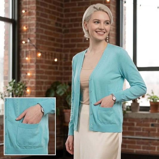 J. Crew Light Blue Cotton V-Neck Button-Front Cardigan Sweater XS