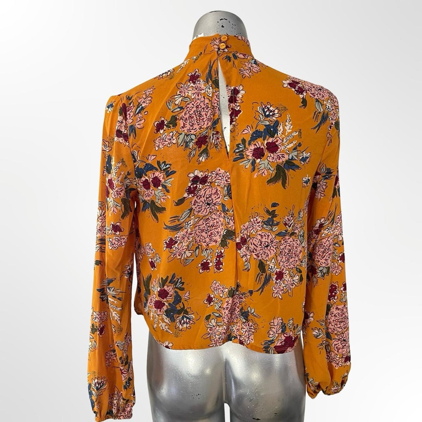 Live 4 Truth Mustard Floral Choker V-Neck Crop Blouse