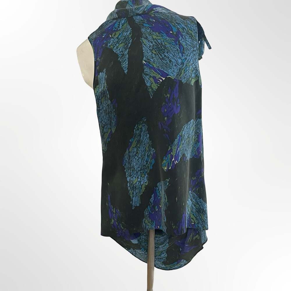 Edun 100% Silk Abstract Print Sleeveless Fringed Top