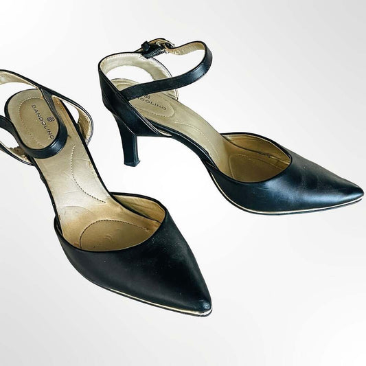 Bandolino Black Pointed Toe Ankle Strap Heels