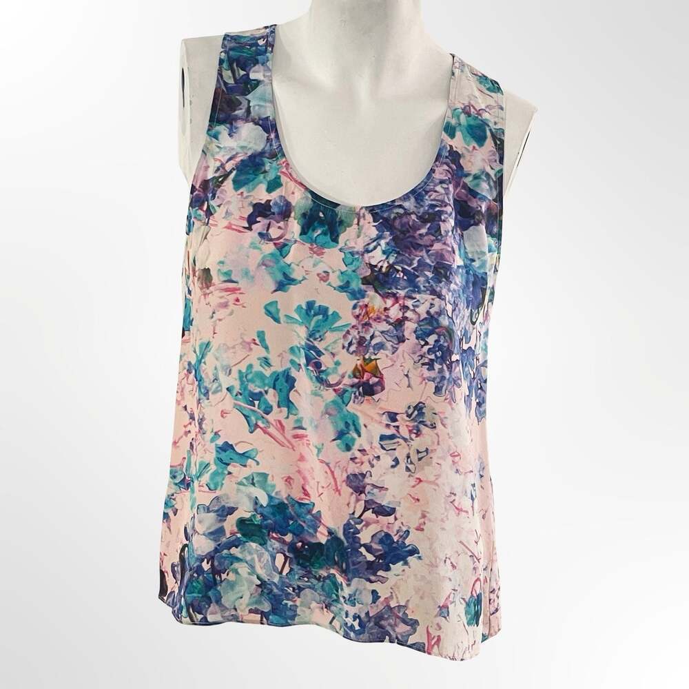 Parker Asher Silk Floral Cutout Back Tank Top