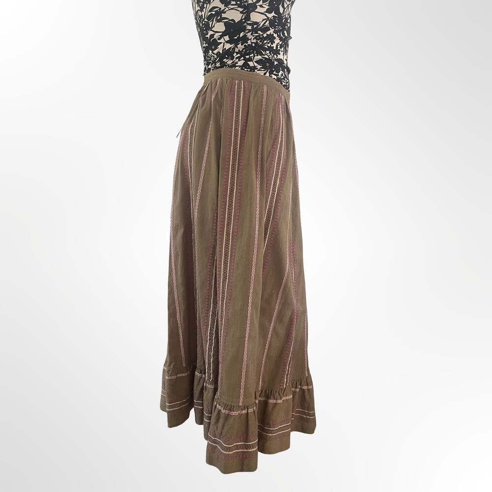Sottana by David Lohman Vintage Brown Striped Cotton Midi Skirt