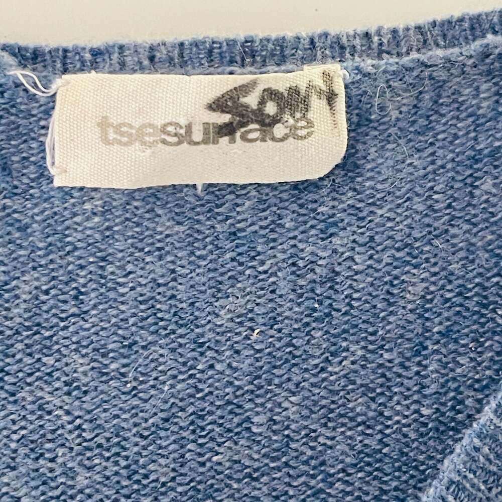 Tsesurface Blue Cashmere Crew Neck Button-Down Cardigan Sweater