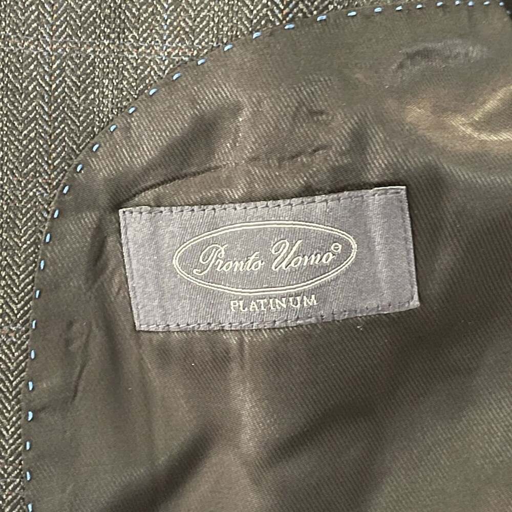 Pronto Uomo Platinum Charcoal Grey Herringbone Two Button Sport Coat Blazer XXL