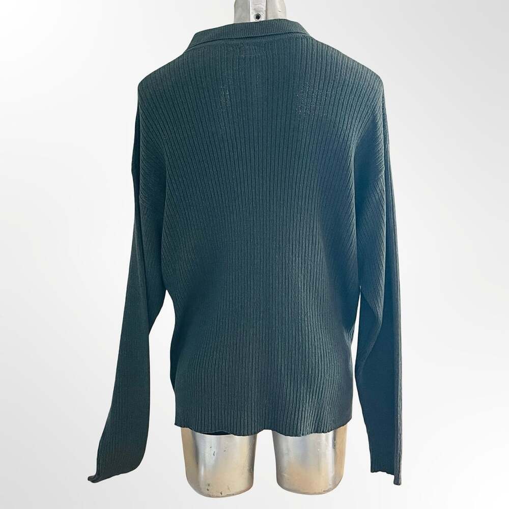 Vintage C.P. Company Full Rib Knitted Cotton Long Sleeve Polo Sweater