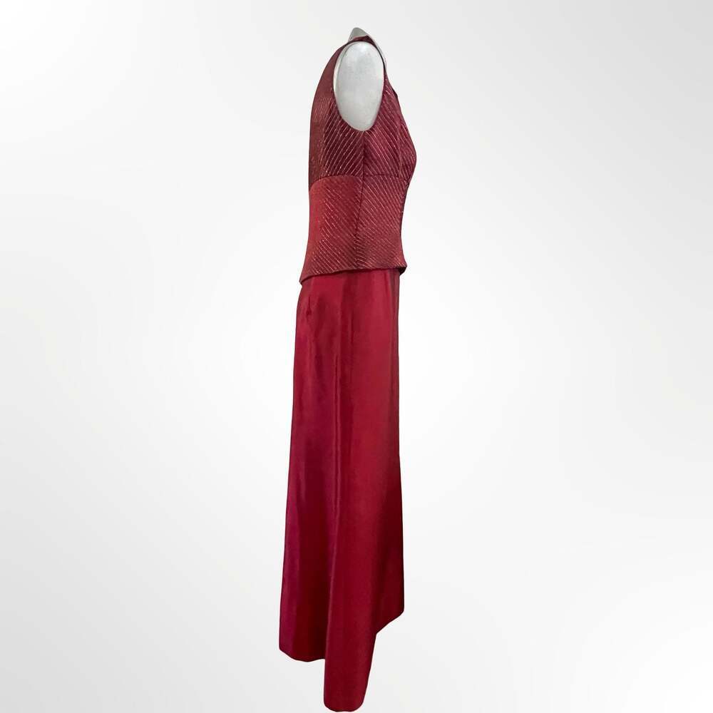 JS Collections Red Beaded V-Neck Sleeveless Maxi Dress