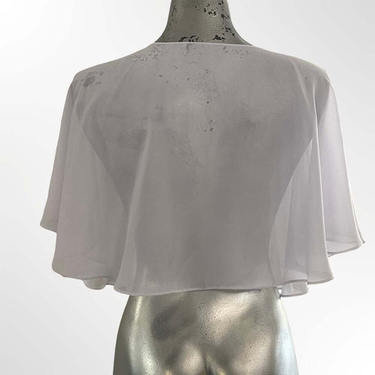 Women's Sheer Chiffon Capelet Bolero Shrug with Pearl Button Closure