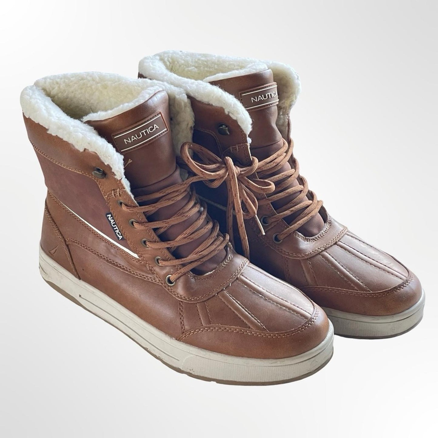 Nautica Men's Tan Fur-Lined Boots in size 10