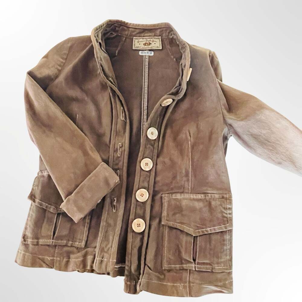 Picasso Style Jean PsJ Women's Brown Suede Military-Style Jacket XS