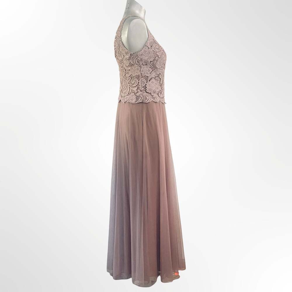 Eureka Fashion 7025 Dusty Rose Embroidered Lace Bodice Chiffon A-line Gown