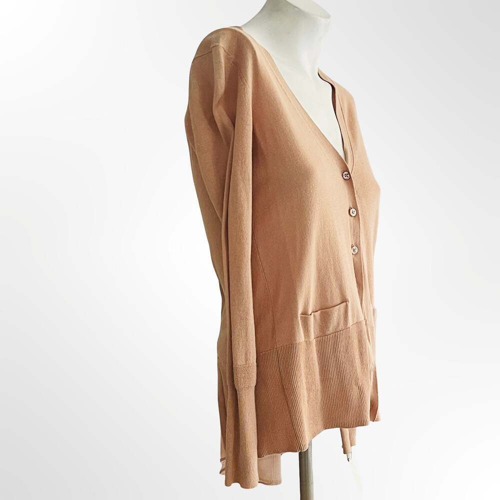 Vera Wang Light Weight High-Low Cotton Cardigan with Back Detail