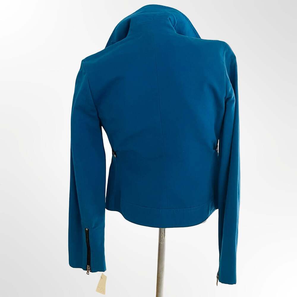 Max Azria Collection Blue Structured Utility Jacket with Zipper Details