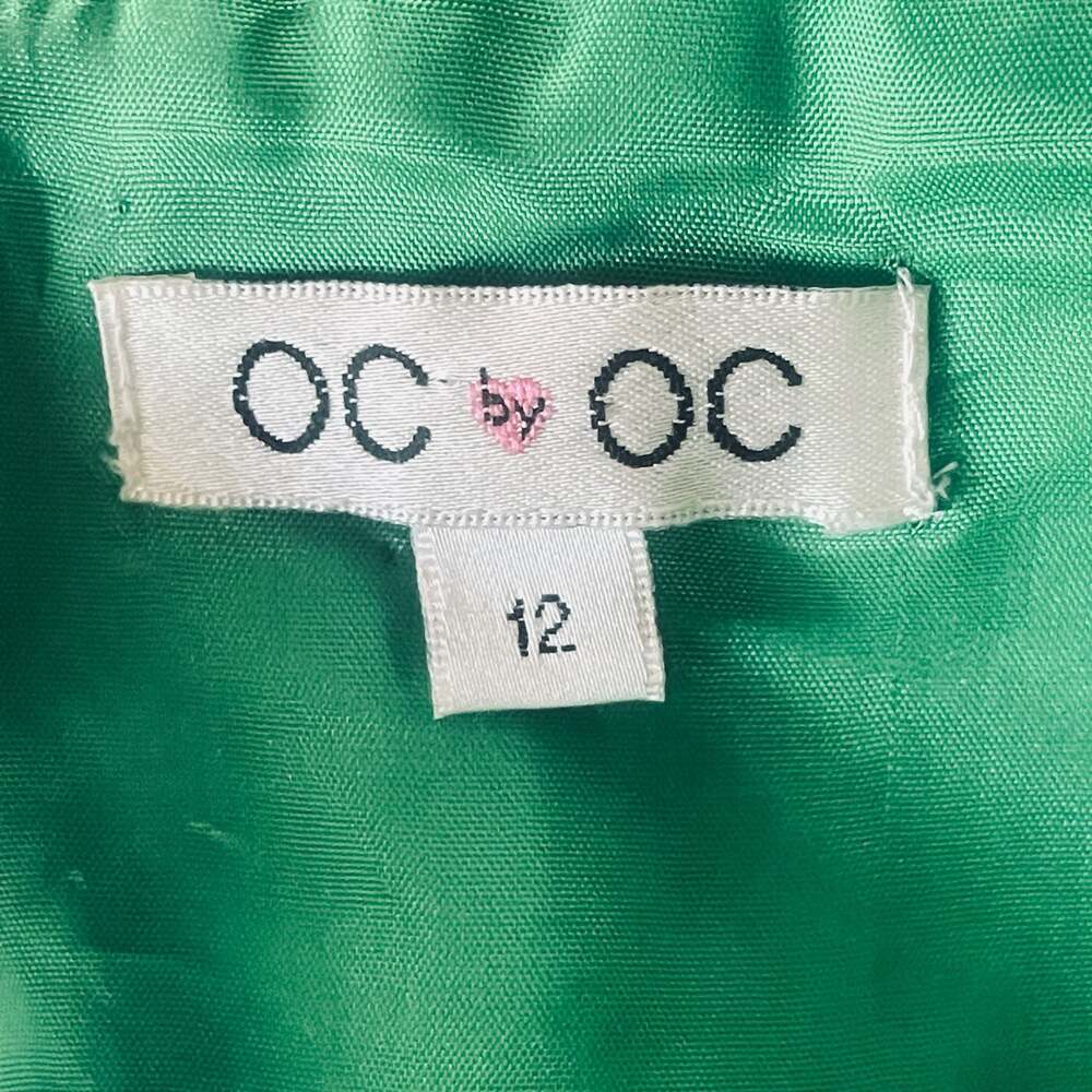 OC by OC Emerald Green 100% Silk Pleated Beaded Waist Maxi Evening Gown Size 12